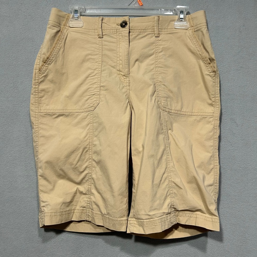 Chicos‎ Bermuda Shorts Khaki Brown Stretch Cotton Blend Womens Size 0 US 4